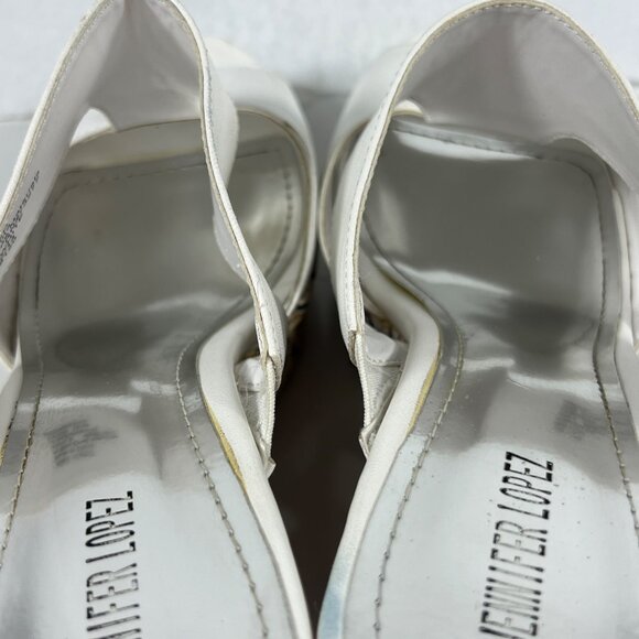 Jennifer Lopez White Open-Toe Wedge Sandals w/ Braided Platform Womens Sz 10 - Picture 12 of 16